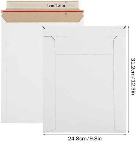 100 Pack 9.5x12 Inch Rigid Mailers, Self Seal Photo Document Mailer Cardboard Mailing Envelopes Stay Flat Mail — view 2