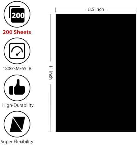 200 Sheets Black Cardstock 8.5x11, 65lb Card Stock Construction Print Paper — view 2