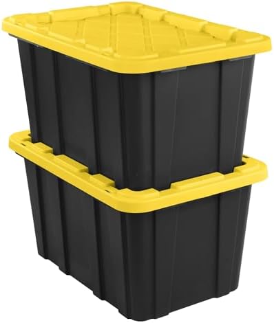 6 Pack, Large 27 Gallon Durable Plastic Storage Bin with Snap-On Lid, Storage Bin for Home Garage Organization — view 7