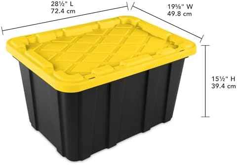 6 Pack, Large 27 Gallon Durable Plastic Storage Bin with Snap-On Lid, Storage Bin for Home Garage Organization — view 2