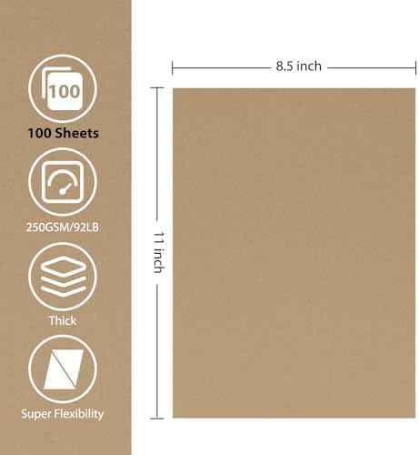 100 Sheets Brown Cardstock Printer Paper 8.5x11, 92lb Brown Cardstock — view 2