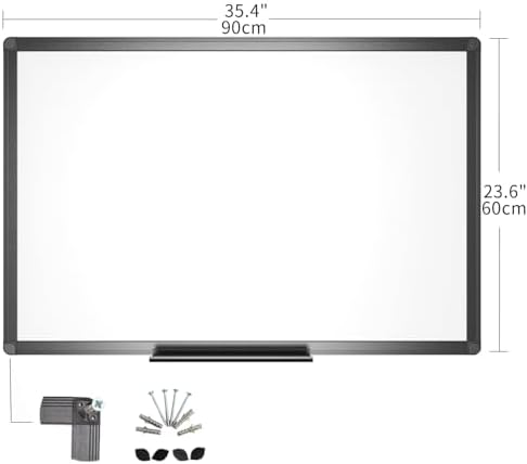 VIZ-PRO Magnetic Dry Erase White Board, 36 X 24 Inches, Black Aluminium Frame — view 3