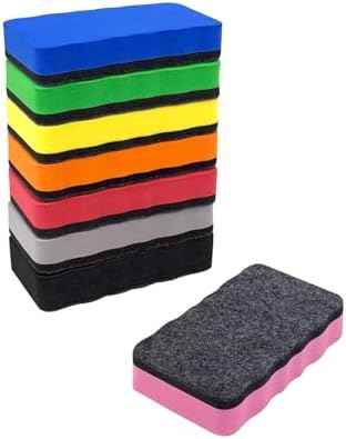 Magnetic Dry Erase Erasers, 8 Pack Whiteboard Erasers, Dry Erase Board Eraser, White Board Eraser Cleaner, 8 Colors, Office C