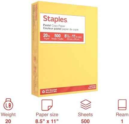 Staples 30% Recycled Copy Paper, 8.5x11 Inch, 20 lb., Canary, 500 Sht — view 2