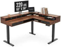 PerledesignL Shaped Standing Desk with 6 Drawers and 2-Tier Storage, Walnut