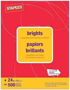Staples Brights 24 Lb. Colored Paper Red 500/Ream, For Everyday Use at Home or Office — view 2