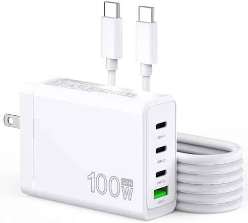 100W USB C Charger GaN 4 Port Type C Charging Station Hub Block Wall Charger Power Strip Adapter Plu Compatible with MacBook 