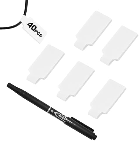 40 Pack Cable Labels Tags, White Write On Wire Cord Tags and Charger Labels Waterproof for Cable Management and Identificatio