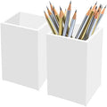 White Acrylic Pencil Pen Holder Cup 2 Pack,Desk Accessories Holder,Makeup Brush Storage Organizer,Modern Design Desktop Stati