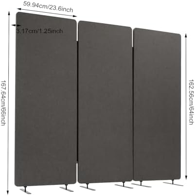 Portable Room Screen Wall, 3 Panel Room Divider, 66-inch H Office Wall Divider Sound Proof Dividers Partition  — view 4