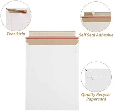 100 Pack 9.5x12 Inch Rigid Mailers, Self Seal Photo Document Mailer Cardboard Mailing Envelopes Stay Flat Mail — view 3