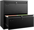 SUXXAN Lateral File Cabinet with Lock and Name Card Slots, 2 Drawer Metal Filing Cabinet for Home Office, Individual Locking 
