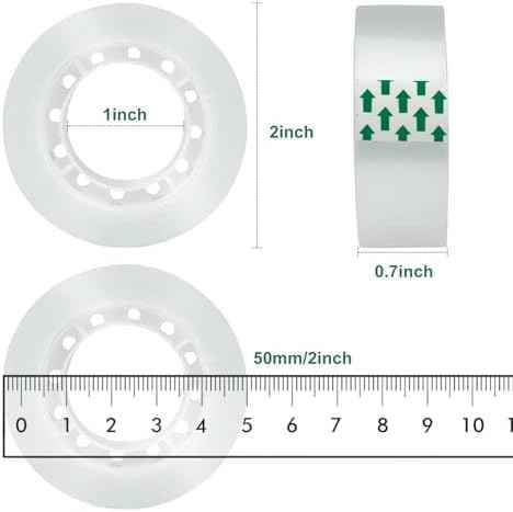 JACMD 12 Rolls Clear Transparent Tape Refills, 3/4 x 1000 inches, All-Purpose Glossy Tape for Office, Home, Sc — view 2