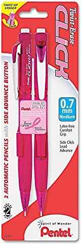 PINK BCA Twist-Erase Click Mechanical Pencil, (0.7mm) Clear Barrel, 2 Pack — view 3
