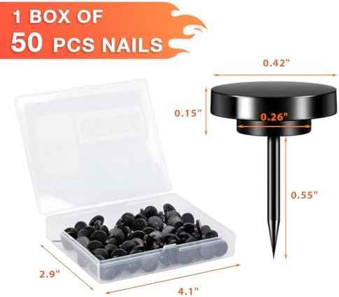 50 PCS Flat Push Pins for Cork Board, Black Metal Thumb Tacks for Wall Picture Photo Hanging, Board Posters Bu — view 2
