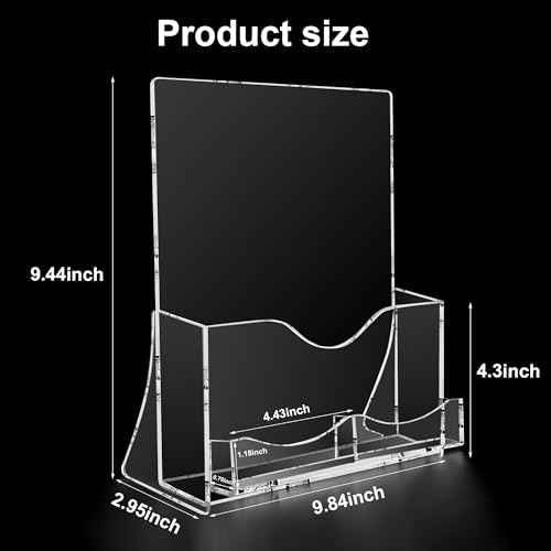 zavekia 2 Pack Acrylic Brochure Holder With business card holder, 8.5 x 11 inches Clear Acrylic Literature Hol — view 2