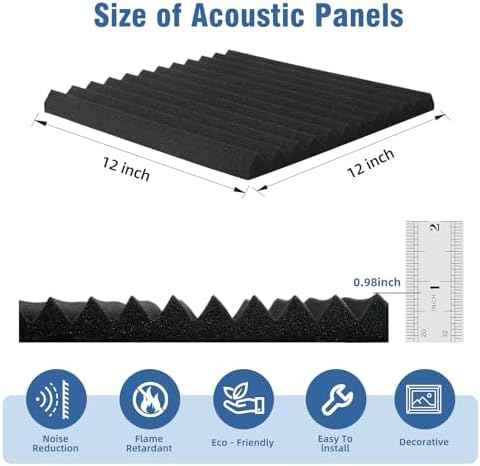 96 Pack Sound Proof Foam Panels,12"×12"×1" Acoustic Foam Panels, High Density Soundproof Wall Panels for Home  — view 2
