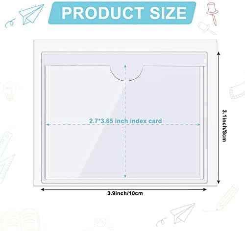 Chinco 50 Pack 3.1" x 3.9" Clear Adhesive Pockets, Index Card Pockets With Top Open Loading, Plastic Labels Ho — view 3