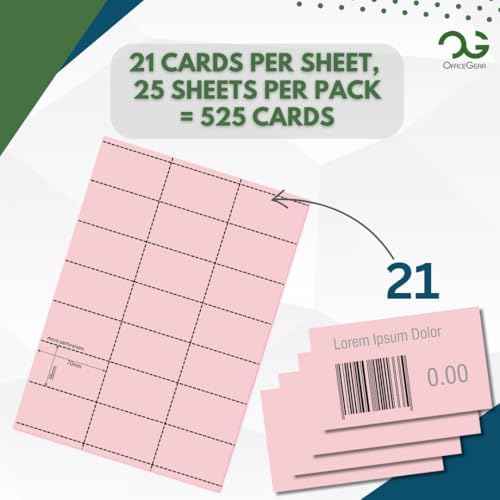 OfficeGear Shelf Edge Pink Barcode Price Ticket Labels 21-up [25 Sheets - 525 Pack] 38x70mm Custom Printable A — view 2