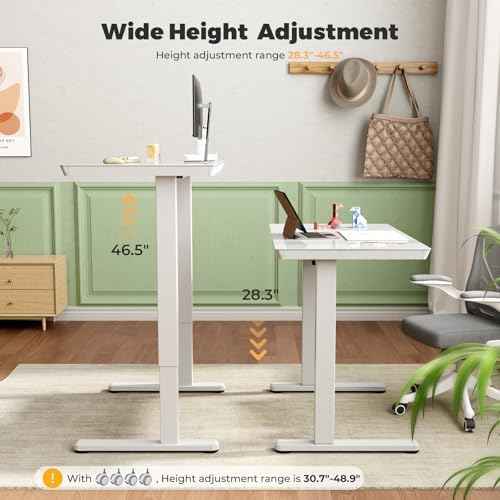 35" Electric Standing Desk with Drawer, One-Piece Glass Top — view 4