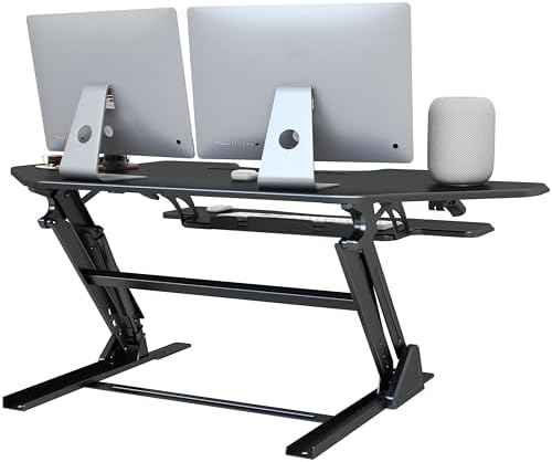 47 inch Corner Standing Desk Converter, Height Adjustable Sit Stand Desk Riser, Black, GSD06T — view 4