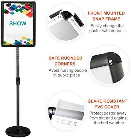 Heavy Duty Floor Sign Stand Adjustable Pedestal Sign Holder Stand, Poster Stand Aluminum Snap Open Frame for 8 — view 5