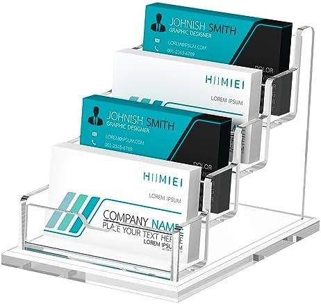 HIIMIEI Acrylic Business Card Display, Multiple Card Holder for Office, Home, Restaurant - 4 Slot 4 Tier