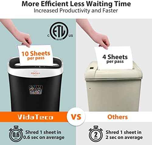 VidaTeco 10-Sheet Paper Shredder for Home Office, US Patented Cutting — view 5