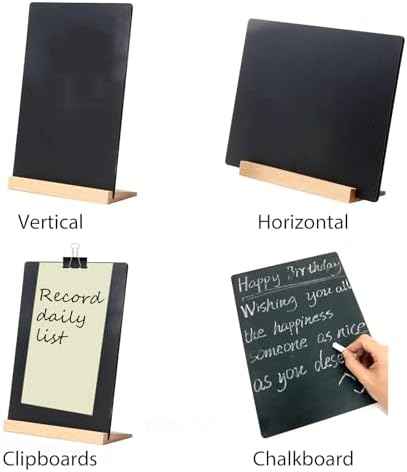 NEWNEWSHOW 2 Pack 8.7x12 Inch Tabletop Chalkboard with Wood Holder — view 2