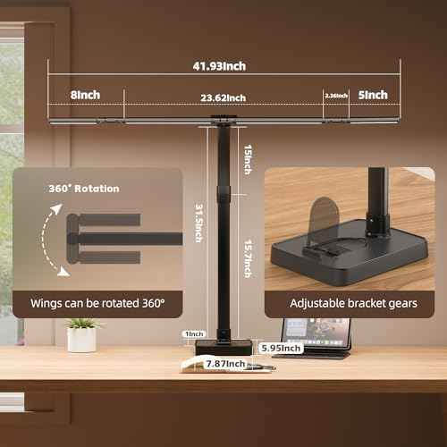 LED Desk Lamp for Home Office - 24W Bright Double Head Desk Light with Clamp Eye Caring Architect Task Light 2 — view 2