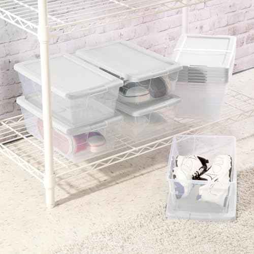 Sterilite Storage Boxes, Stackable Clear Plastic Bins, 6 Quart, 24-Pack — view 5