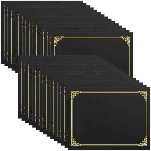 SUNEE Certificate Holders(Black, 30 Packs), Diploma Covers Gold Foil Border, for Letter Size 8.5x11 Certificates, Cardstock, 