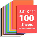 100 Sheets Colored Cardstock 8.5 "x 11", 65LB 180GSM Craft Bulk