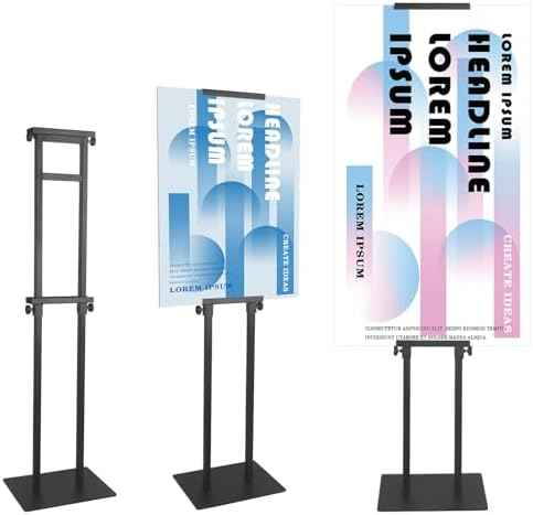 QKA Poster Stand for Display, Double Sided Pedestal Sign Holder , Heavy Duty Adjustable Floor Standing Height to 75 inches, E