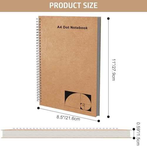 A4 Dotted Journal Notebook, 2 Pack Large Spiral Dot Grid Notebook, 200 Pages 100gsm Thick Dot Grid Paper Journ — view 3