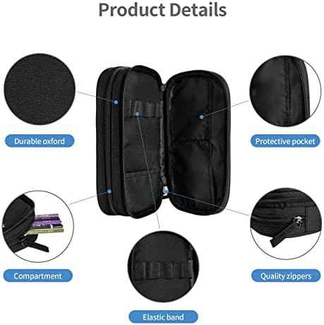 Blue Sports-Themed Pencil Case with Soccer Balls Pattern, Large Capacity Durable Pencil Box Storage Pen Bag wi — view 2