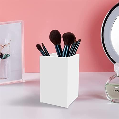 White Acrylic Pencil Pen Holder Cup 2 Pack,Desk Accessories Holder,Makeup Brush Storage Organizer,Modern Desig — view 6