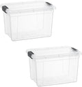 Superio Storage Bins with Lids- 2 Pack, 2.5 Qt Clear Boxes