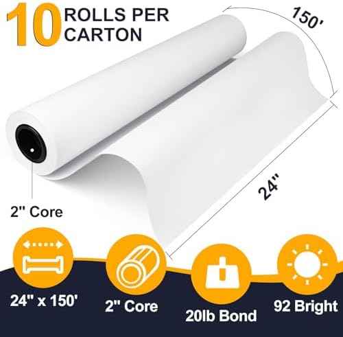 VOISEN Wide Format Paper, 2 Rolls Plotter Paper 24 In x 150 Ft — view 2