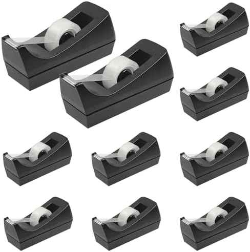 10 Pack Black Desktop Tape Dispenser Bulk - Tape Not Included