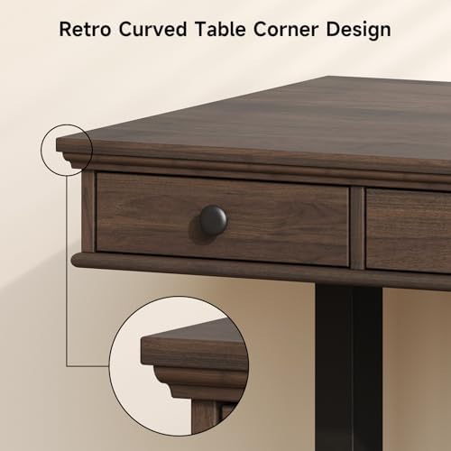 55 x 23 Inch Electric Standing Desk with Drawers, Dark Walnut — view 7