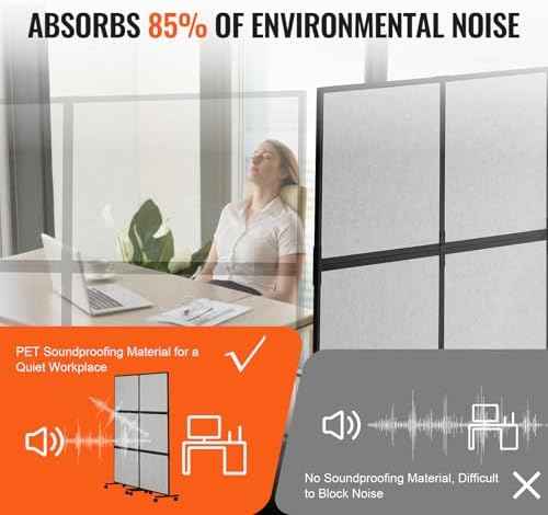 VEVOR Office Divider, 2 Panel Office Partition, Freestanding Office Divider Wall Partition & Privacy Divider R — view 3