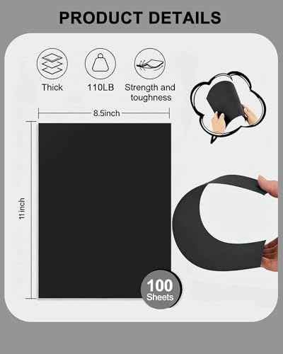 Black Cardstock, 8.5" x 11" Card Stock Colored Copy paper — view 2
