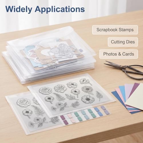 20 PCS Clear Stamps Storage Panels,Resealable Die Cut Storage Bag, White Plastic Stamps Organizer Panels, Clea — view 7