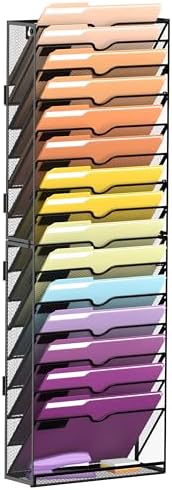 SUPEASY 16-Tier Hanging Wall File Holder Organizer for Papers, Folders, Files Clipboard & Magazine Organization Great for Off