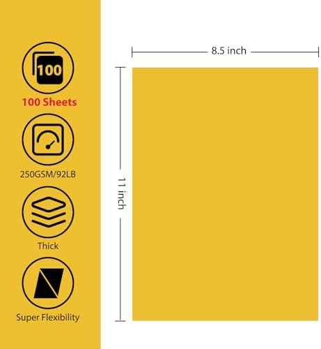 100 Sheets Yellow Cardstock Printer Paper 8.5x11, 92lb Yellow Cardstock — view 2