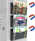 Magnetic File Holder 3PCS Wall File Folder Organizer, No Drilling Hanging Magazine Rack for Refrigerator, Document Paper Mail