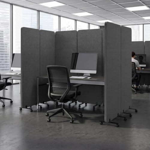 72in 3-Panel Soundproof Room Divider with Wheels, Heavy-Duty Acoustic — view 7