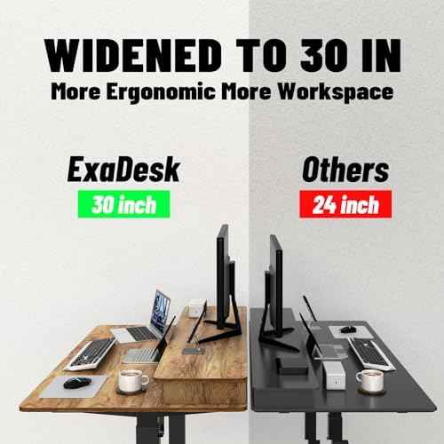 48 * 30 Inches Electric Standing Widened Desk Adjustable Height with 4 Drawers, Double Storage Shelves Stand U — view 4