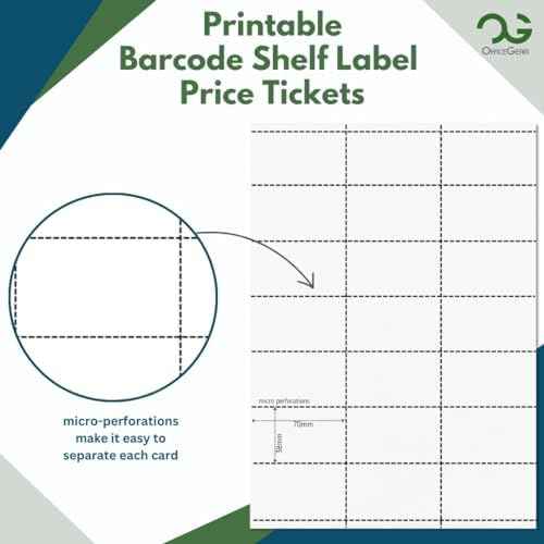 OfficeGear Shelf Edge Barcode Price Ticket Labels 21-up [55 Sheets - 1155 Pack] 38x70mm Custom Printable A4 12 — view 2